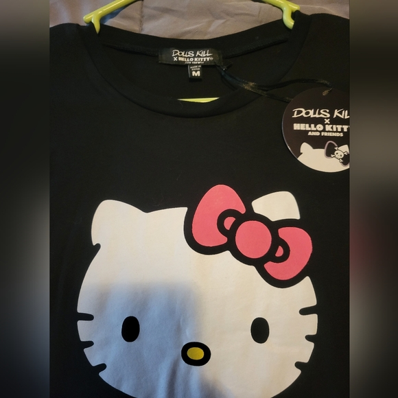 SALE! RARE Dolls Kill Hello Kitty long mesh sleeve shirt Spooky NEW - Picture 2 of 4